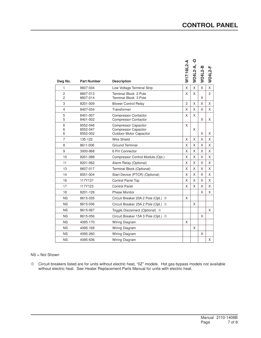 Bard W18L2, W17L2 manual W17/18L2 W24L2-A, W24L2-B W24L2-F 