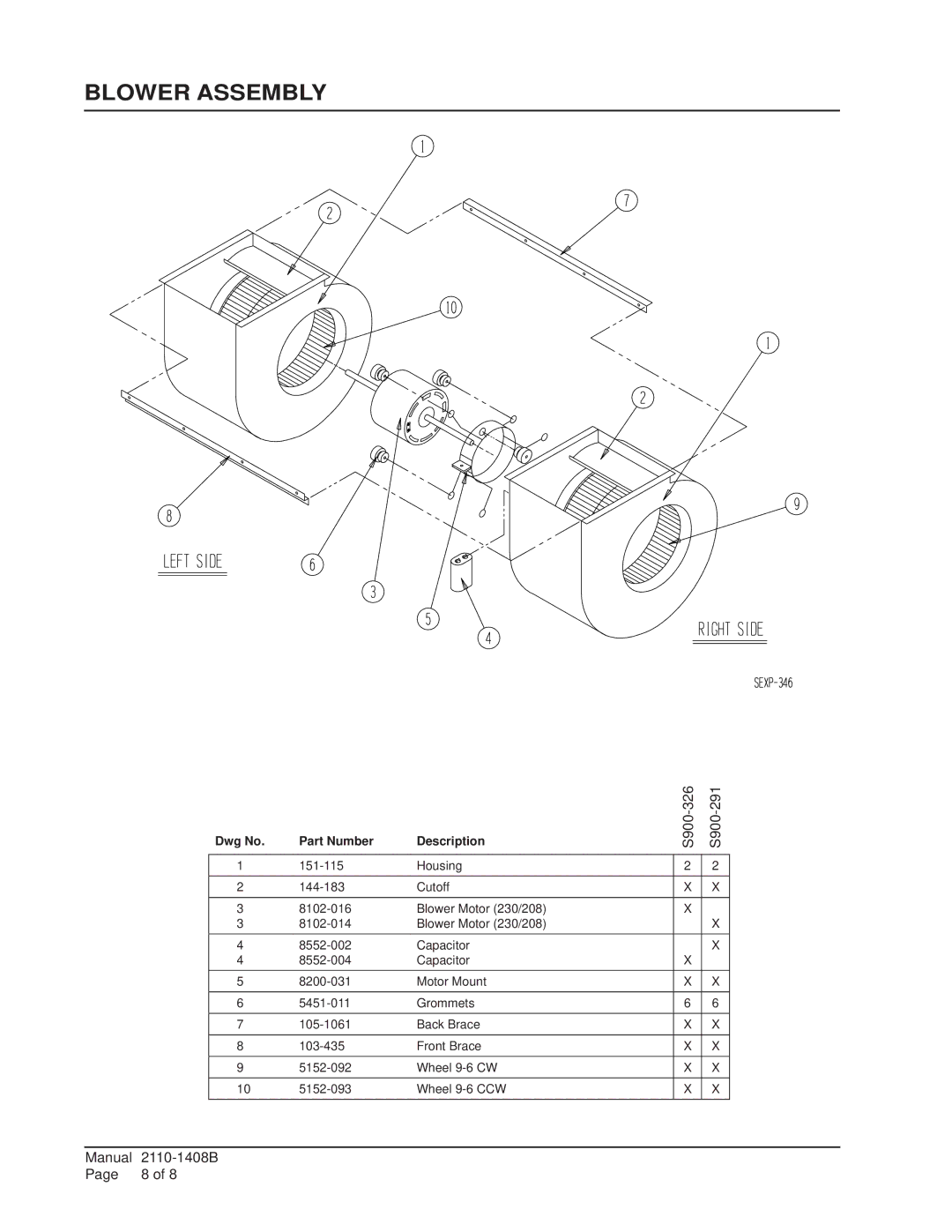 Bard W17L2, W24L2, W18L2 manual Blower Assembly 