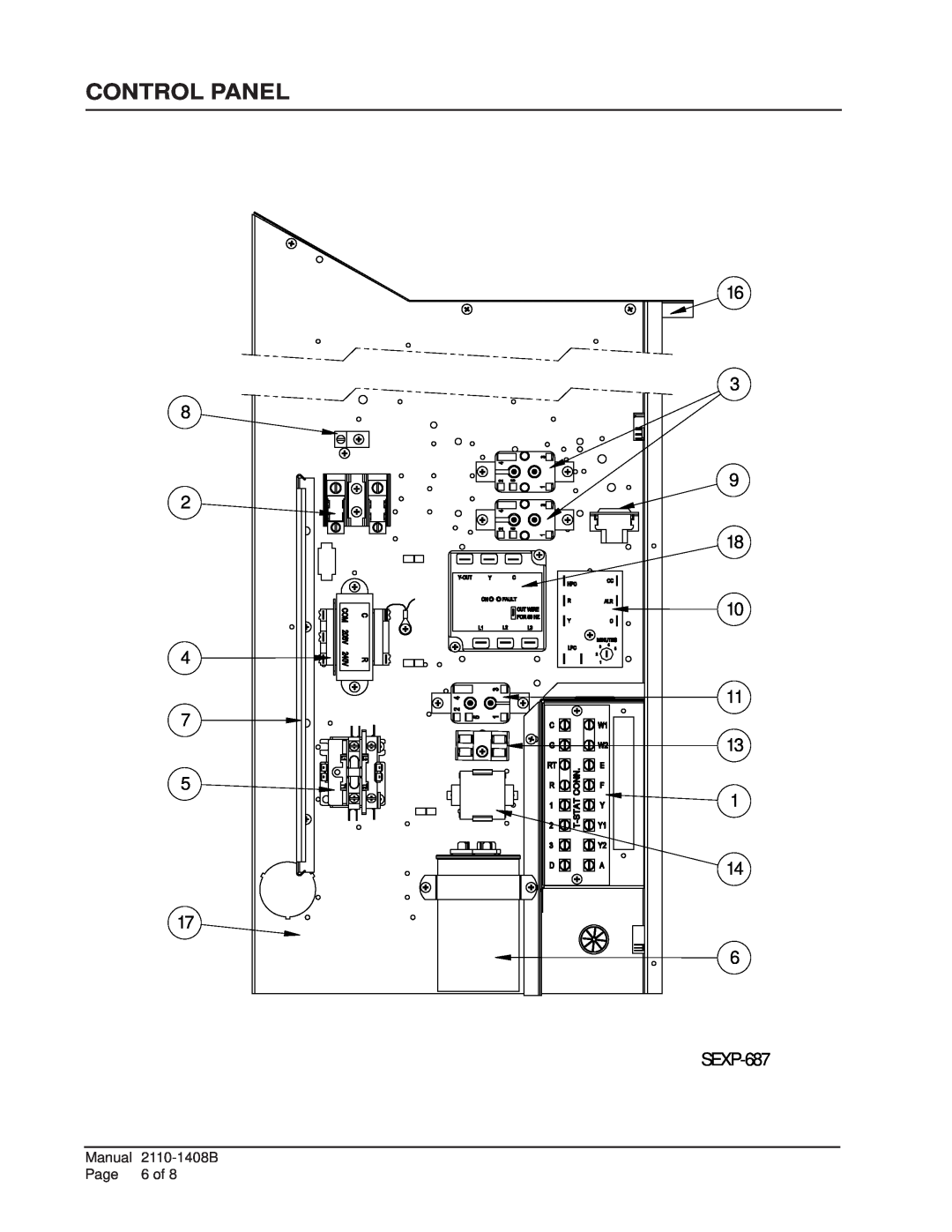 Bard W24L2, W18L2, W17L2 manual Control Panel, SEXP-687 
