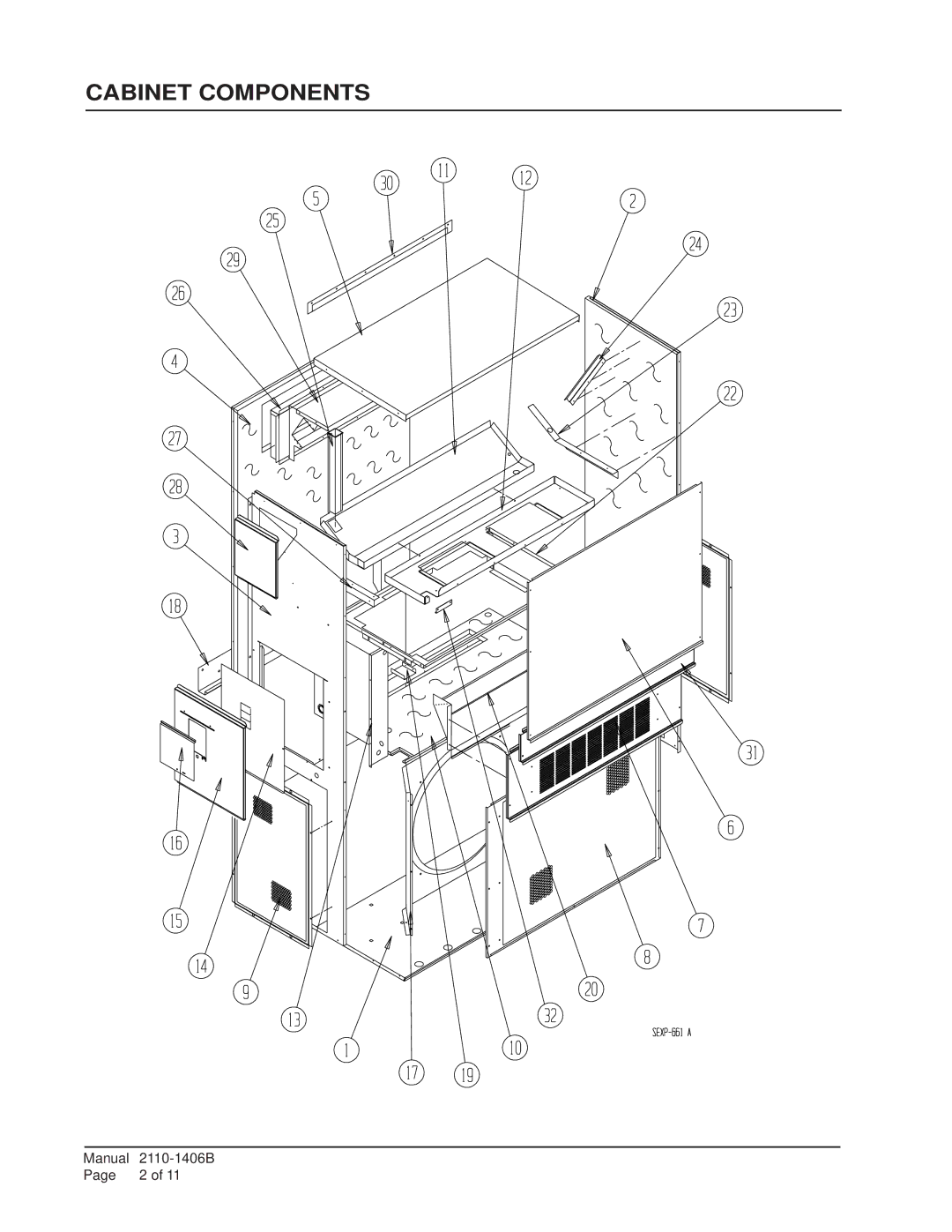 Bard W60L2, W48L2, W42L2, W70L2 manual Cabinet Components 