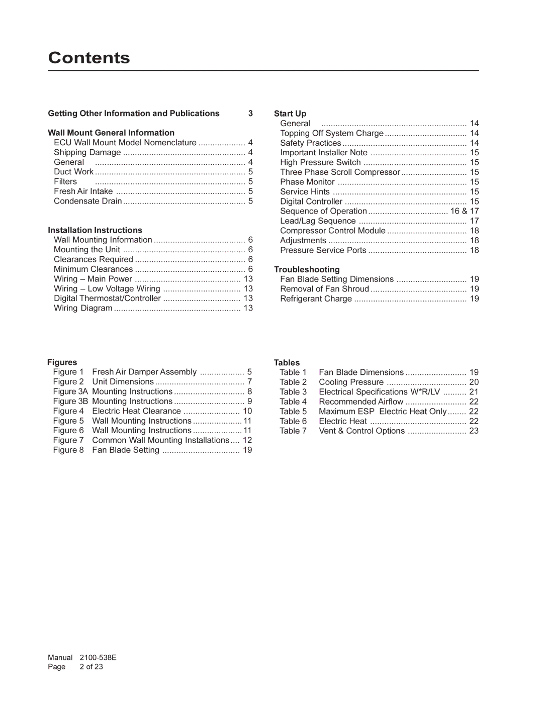 Bard W5LV1, W6RV1, W3RV1, W3LV1, W6LV1, W5RV1 installation instructions Contents 