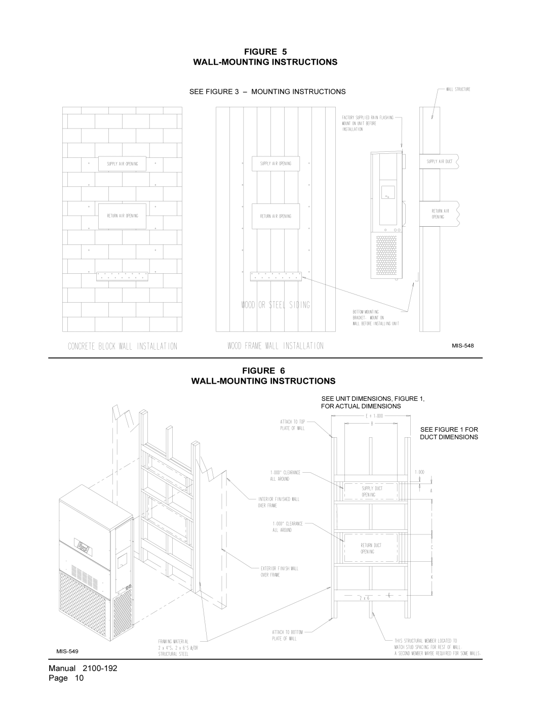 Bard WA361, WA301 installation instructions WALL-MOUNTING Instructions 