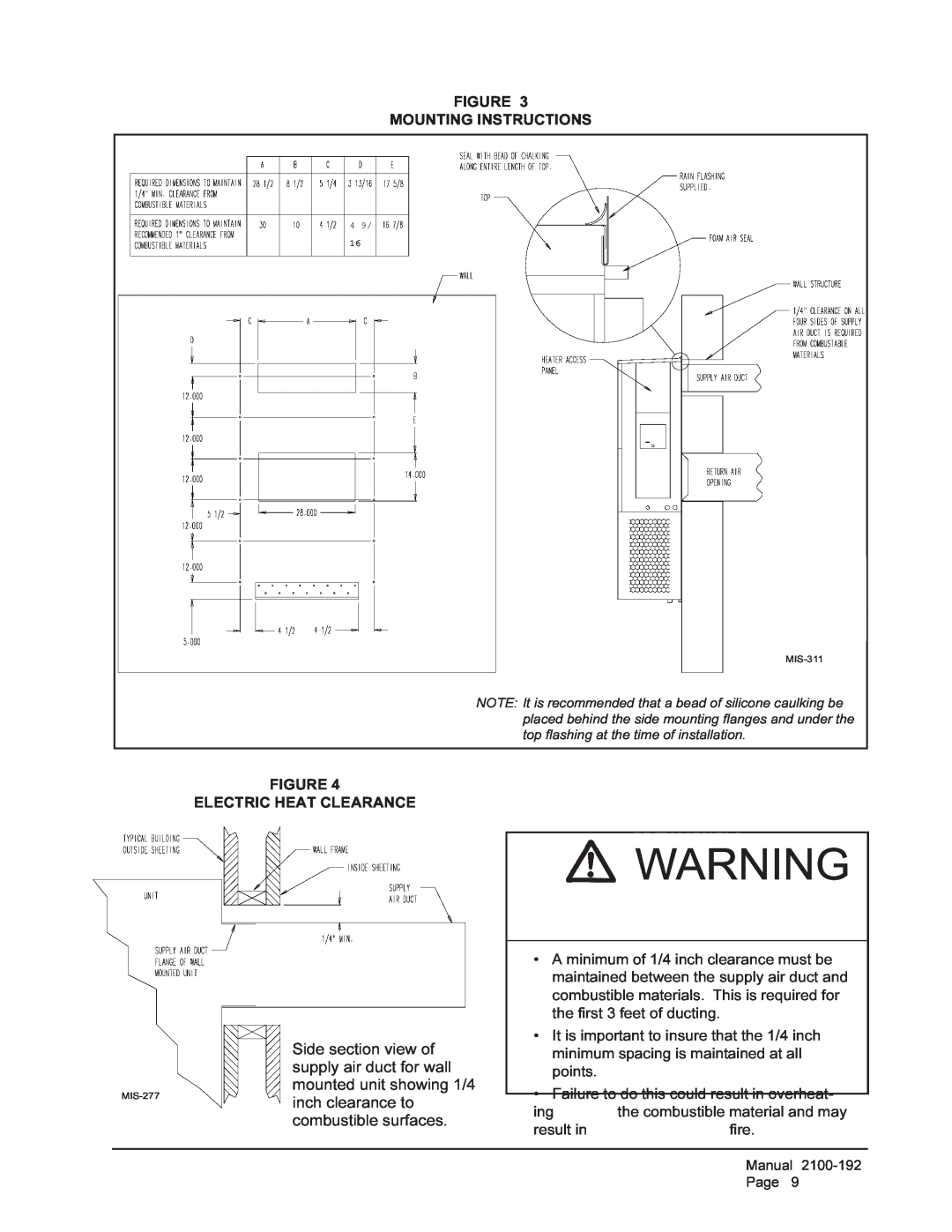 Bard WA301, WA361 installation instructions Figure Mounting Instructions 