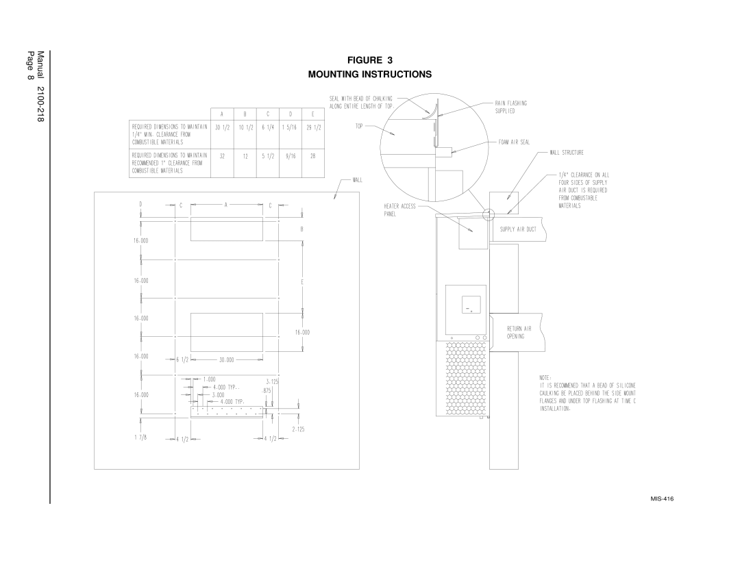 Bard WA421, WA482 installation instructions Mounting Instructions 