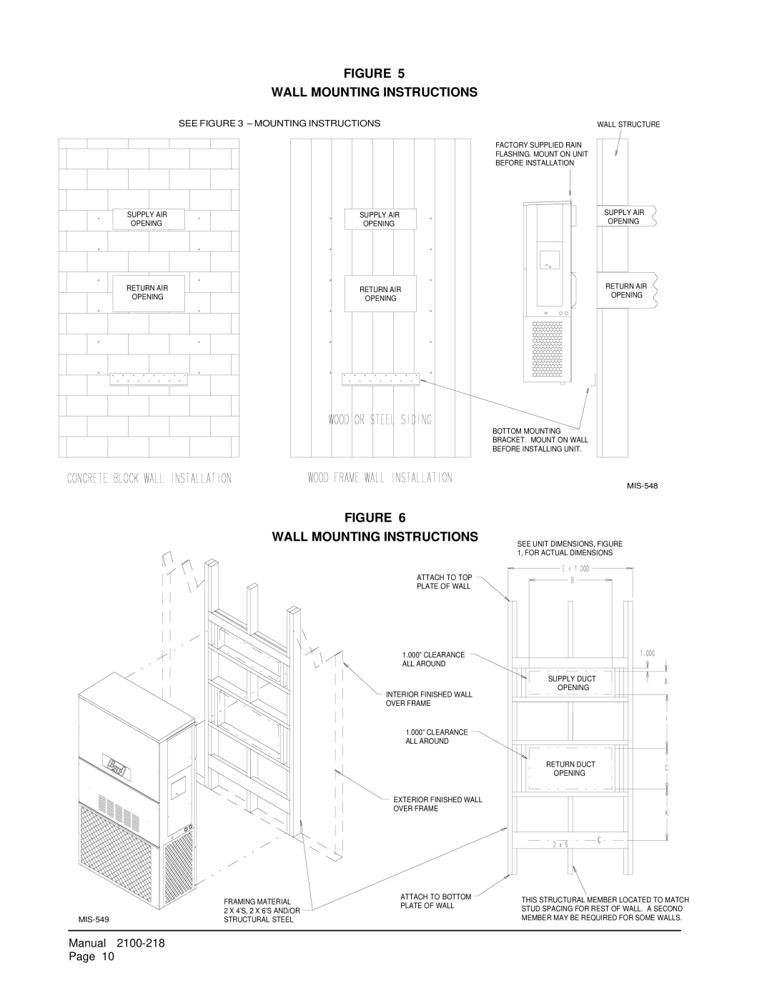 Bard WA421, WA482 installation instructions Wall Mounting Instructions, See Mounting Instructions 