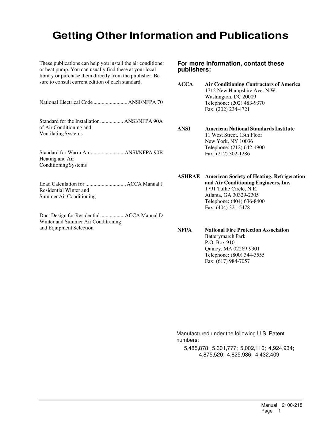 Bard WA482, WA421 installation instructions Getting Other Information and Publications 