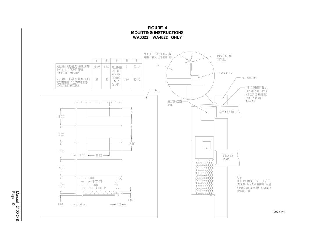 Bard WA602N, WA6023, WA6022, WA4823, WA4822 installation instructions MIS-1444 