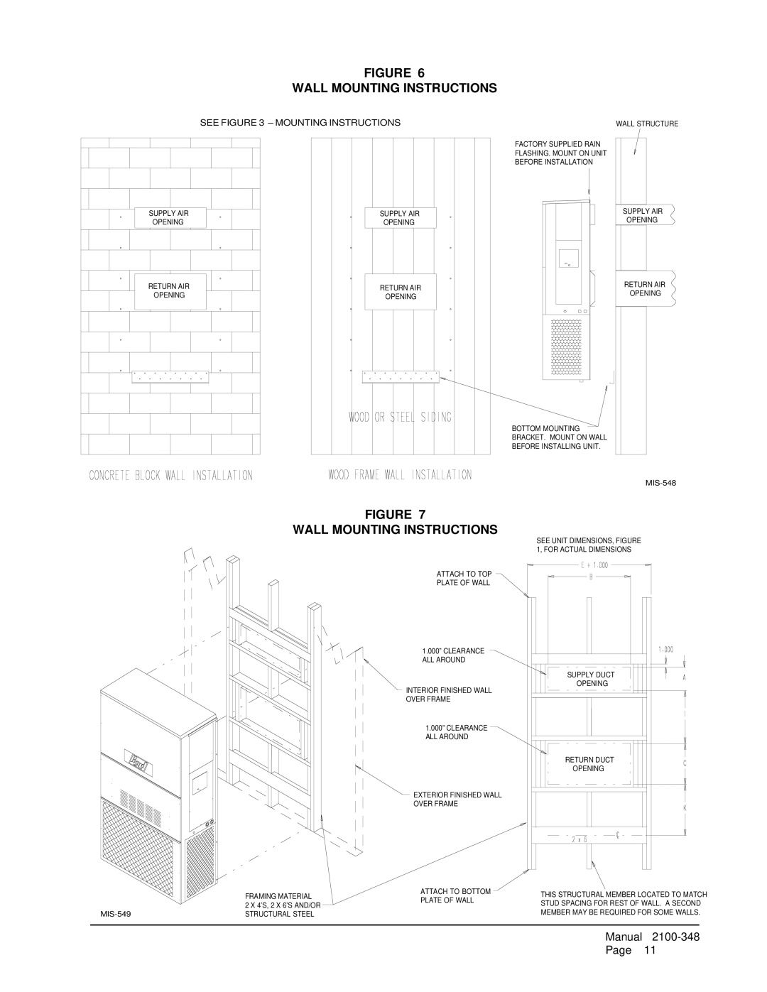 Bard WA4823, WA6023, WA602N, WA6022, WA4822 installation instructions Wall Mounting Instructions, See Mounting Instructions 