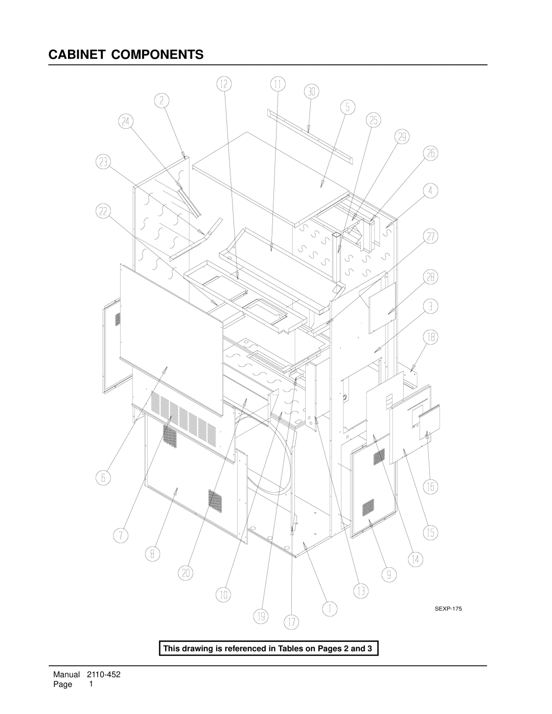 Bard WA423D, WA603D, WA484D manual Cabinet Components 