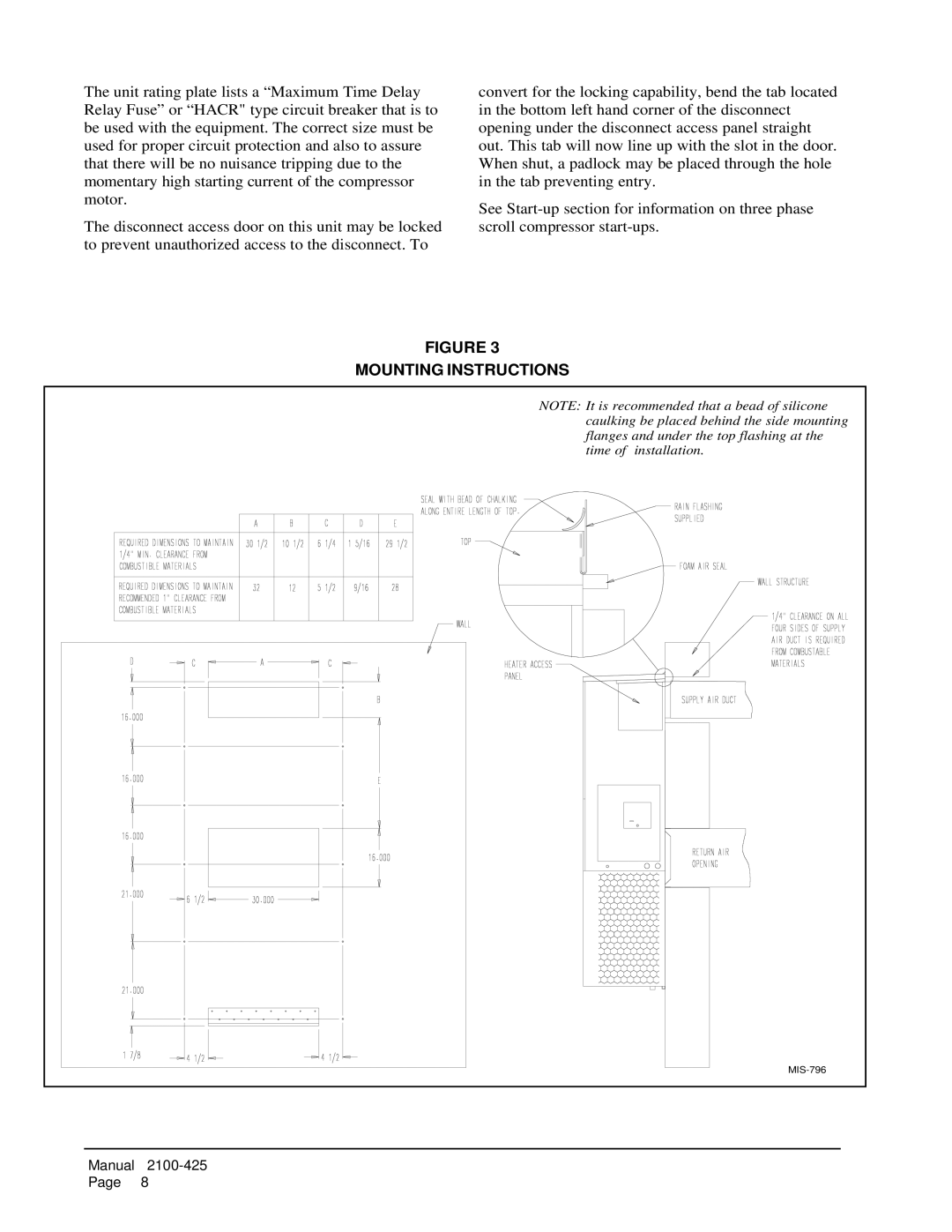 Bard WA702-A, WA721, WA611, WA701-C, WA701-B installation instructions Mounting Instructions 