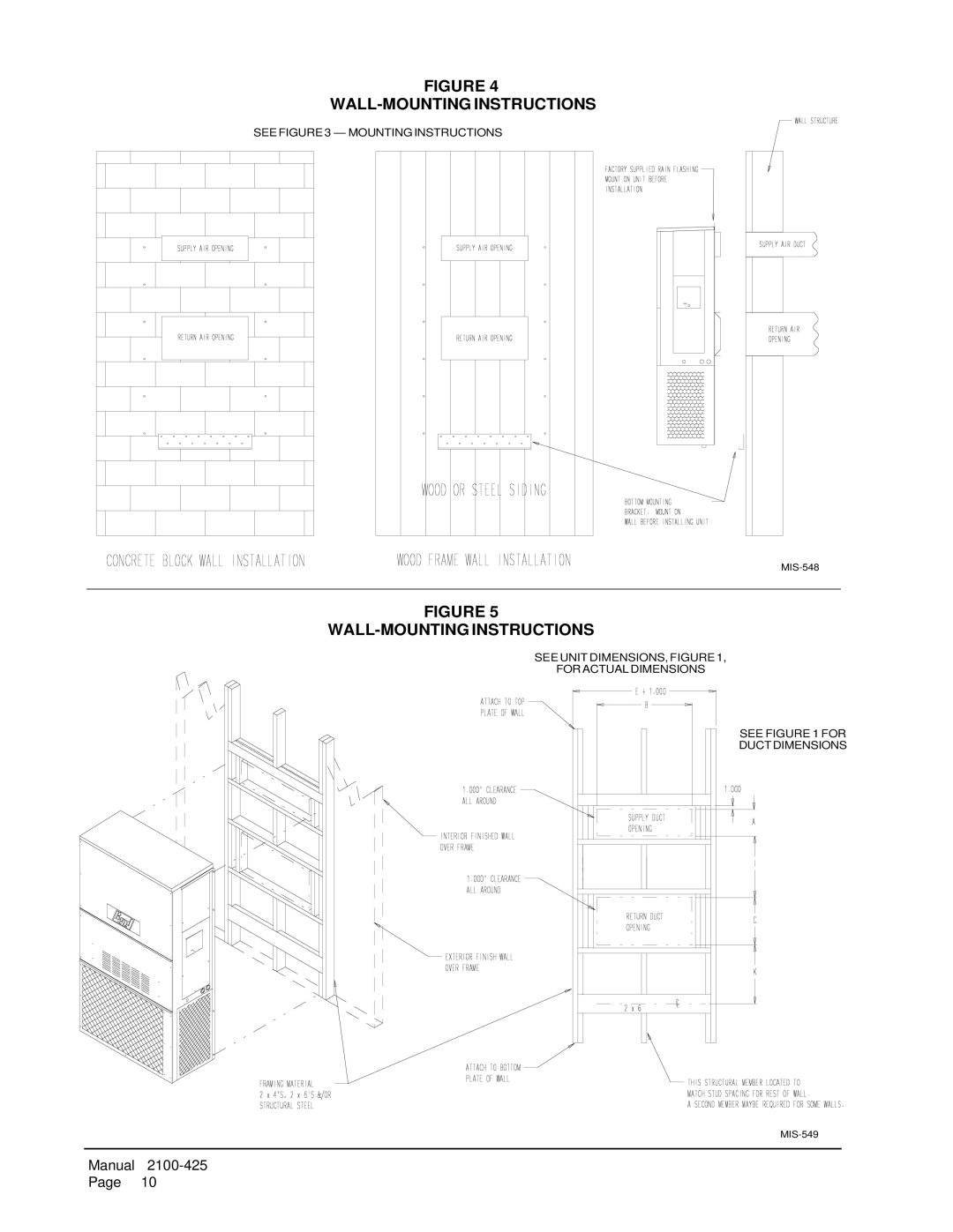 Bard WA611, WA702-A, WA721, WA701-C, WA701-B installation instructions WALL-MOUNTING Instructions 