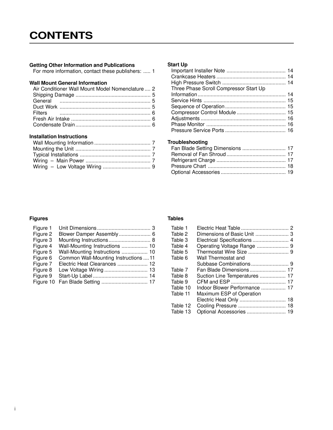 Bard WA611, WA702-A, WA721, WA701-C, WA701-B installation instructions Contents 