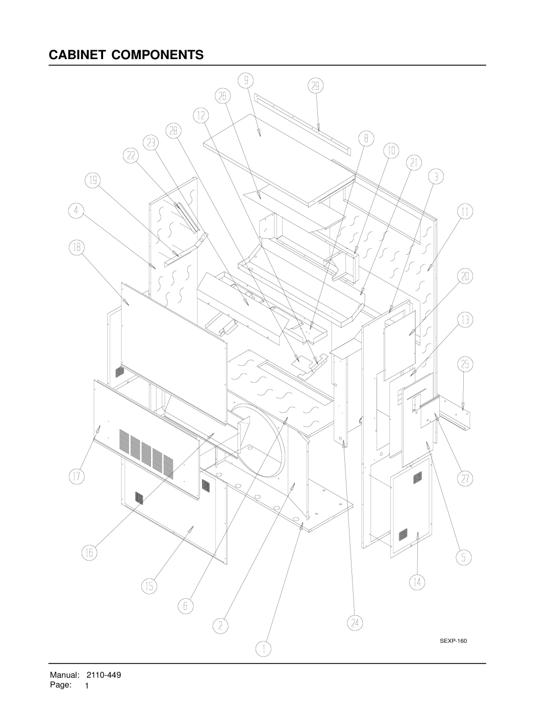 Bard WE301, WE371 manual Cabinet Components 