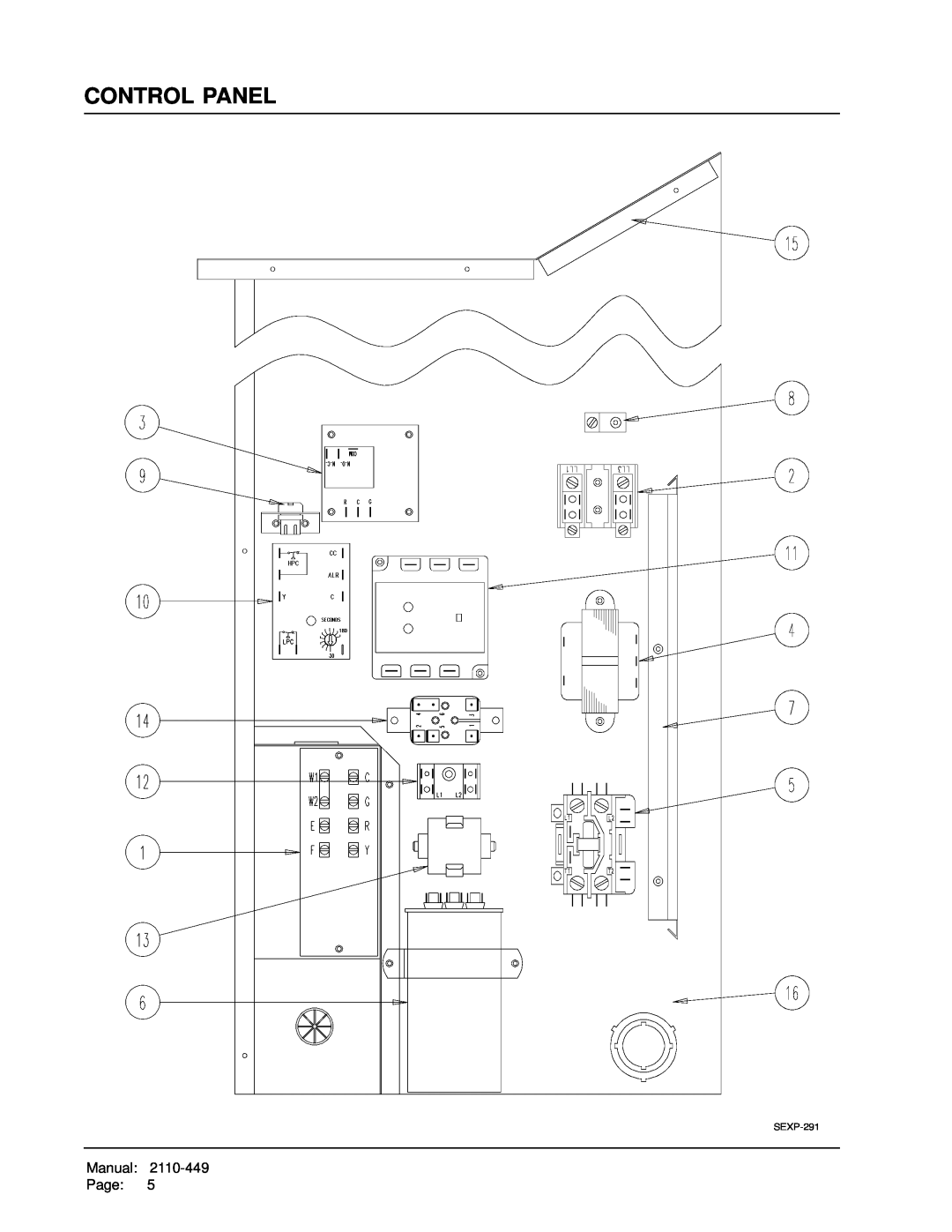 Bard WE301, WE371 manual Control Panel, SEXP-291 
