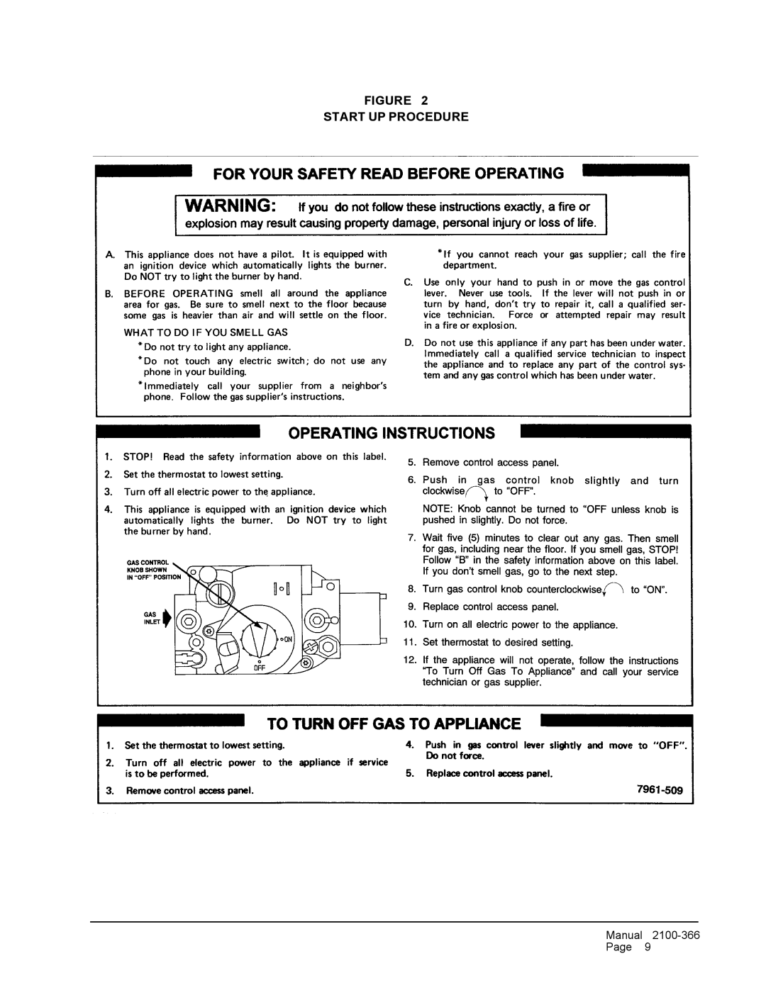 Bard WG-Series installation instructions Start UP Procedure 