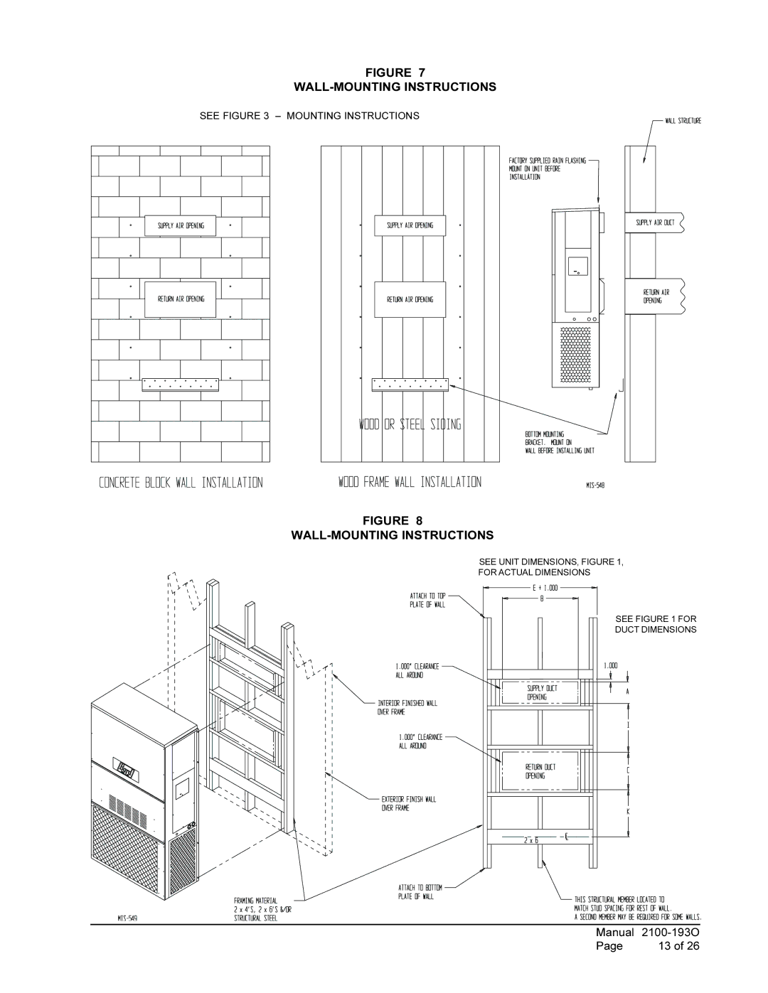 Bard WH361, WH-301 installation instructions WALL-MOUNTING Instructions 