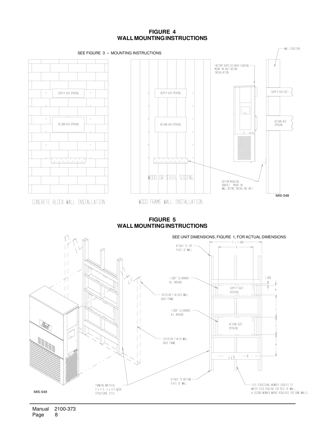 Bard WH242, WH183 installation instructions Wall Mounting Instructions 