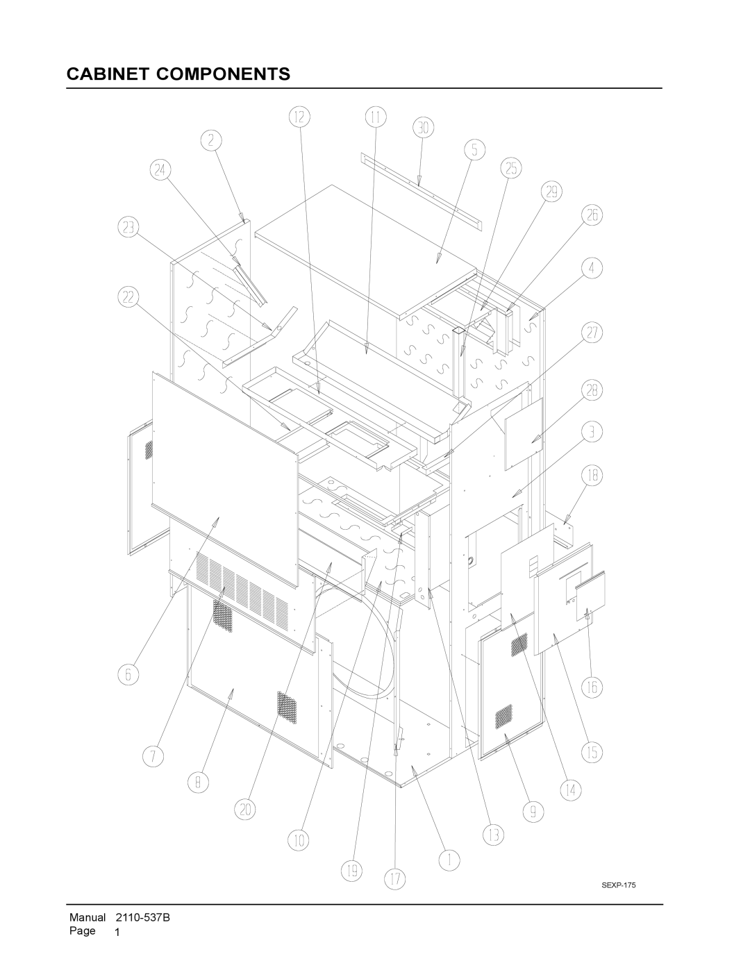 Bard WH483 manual Cabinet Components 