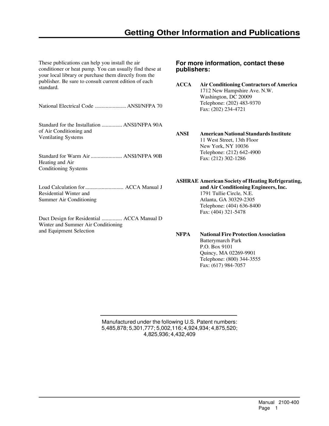 Bard WL423, WL484, WL602 installation instructions Getting Other Information and Publications 