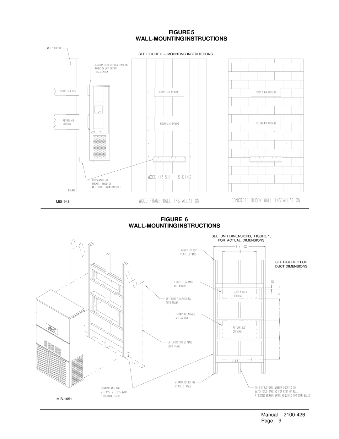 Bard WL702-A, WL701-C, WL701-B installation instructions WALL-MOUNTING Instructions 