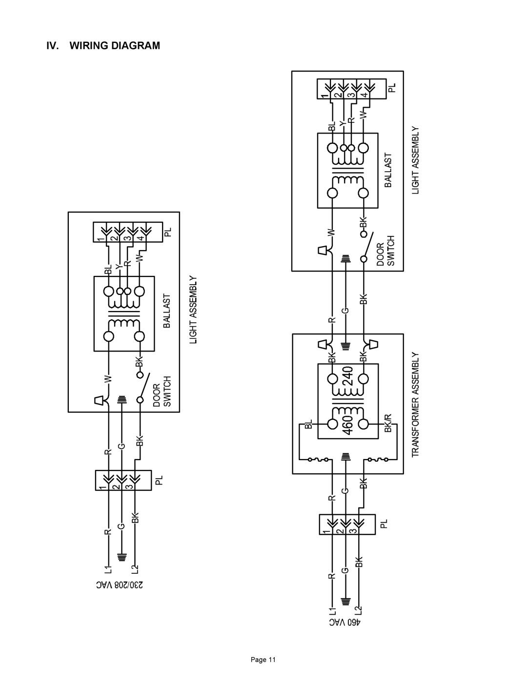 Bard WUVCLP-A, WUVCLP-C installation instructions IV. Wiring Diagram 