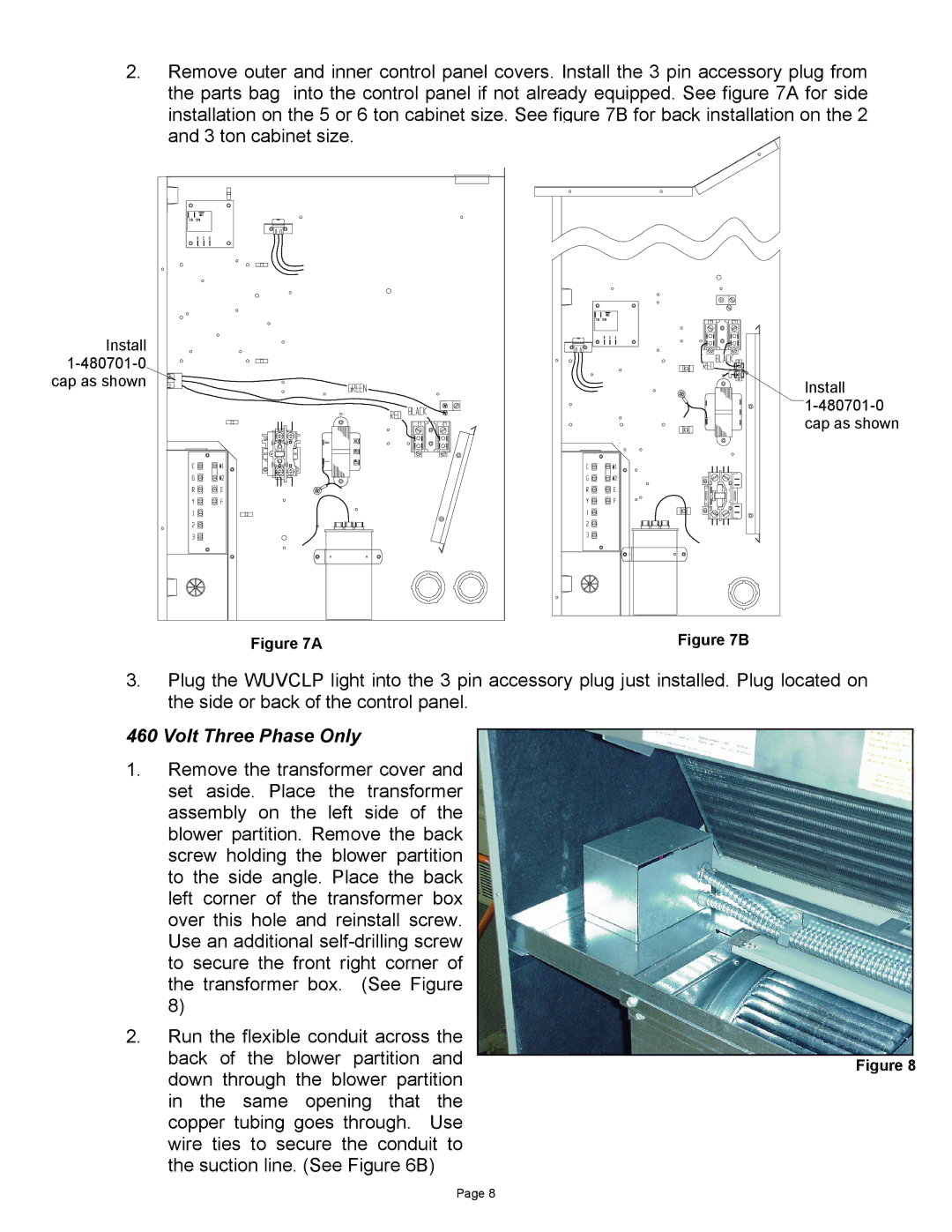 Bard WUVCLP-C, WUVCLP-A installation instructions Volt Three Phase Only 