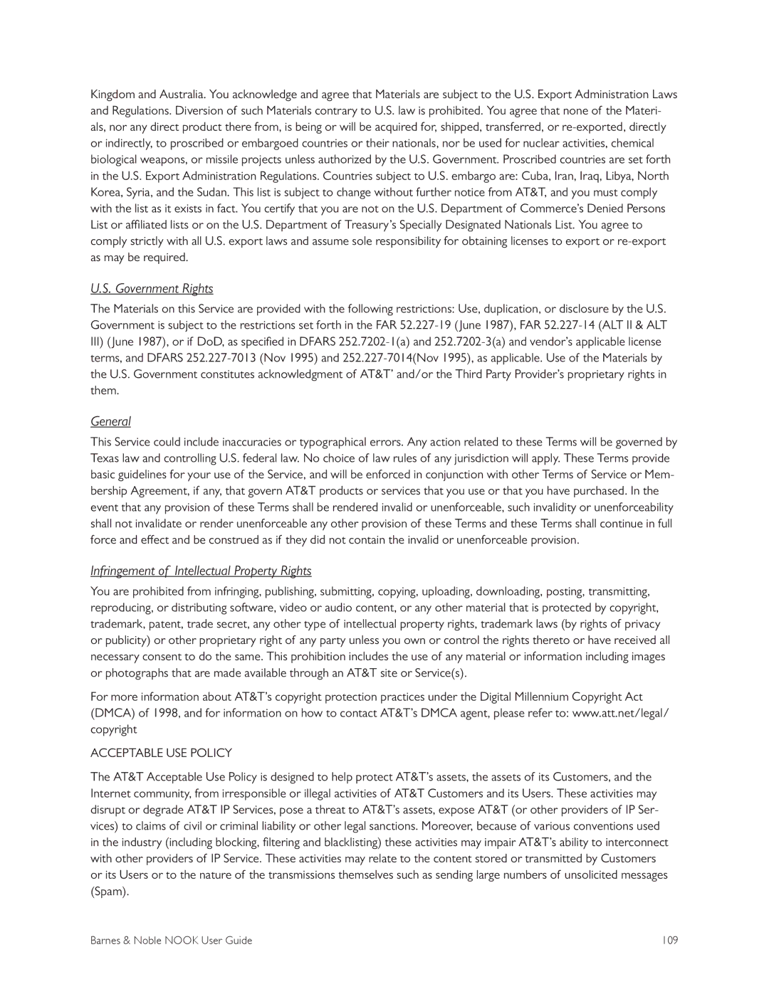 Barnes & Noble BNRV300 manual Government Rights, General, Infringement of Intellectual Property Rights 