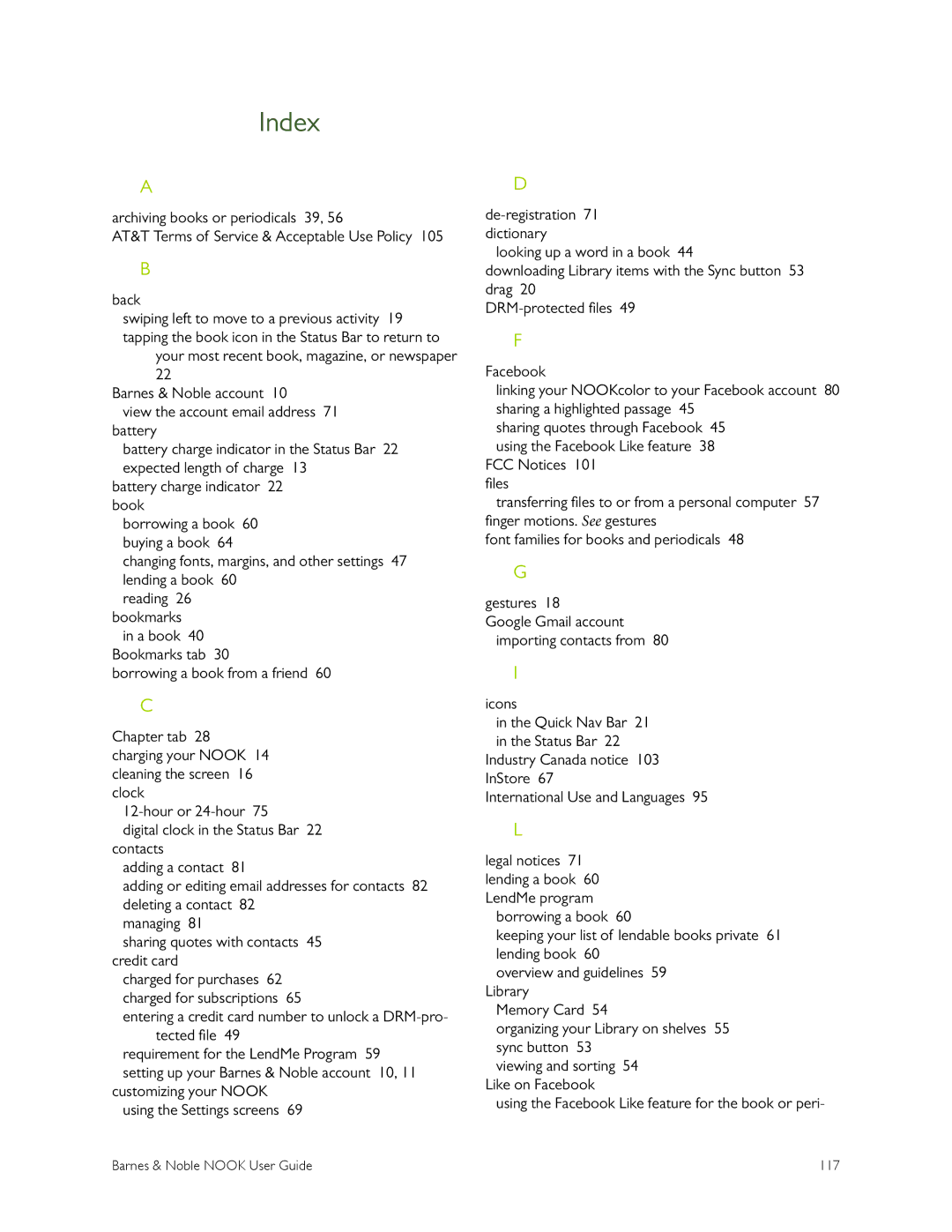 Barnes & Noble BNRV300 manual Index 