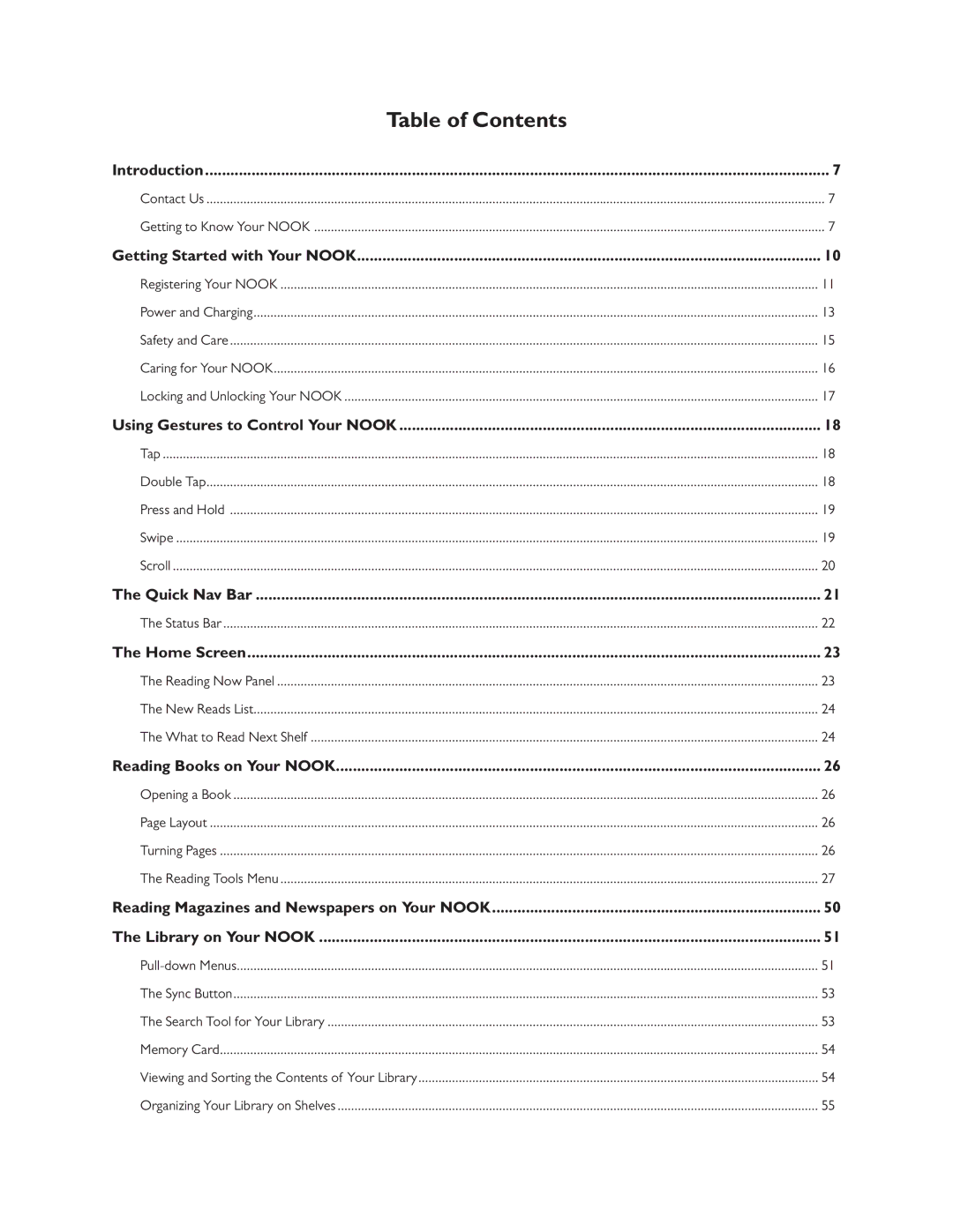 Barnes & Noble BNRV300 manual Table of Contents 