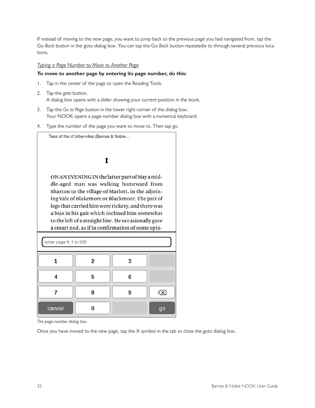 Barnes & Noble BNRV300 manual Typing a Page Number to Move to Another 