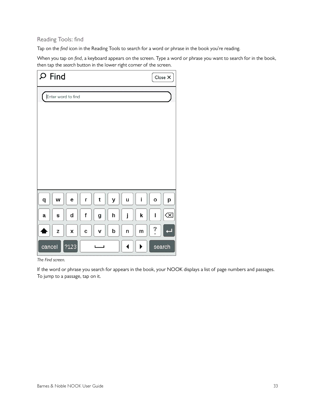 Barnes & Noble BNRV300 manual Reading Tools find 