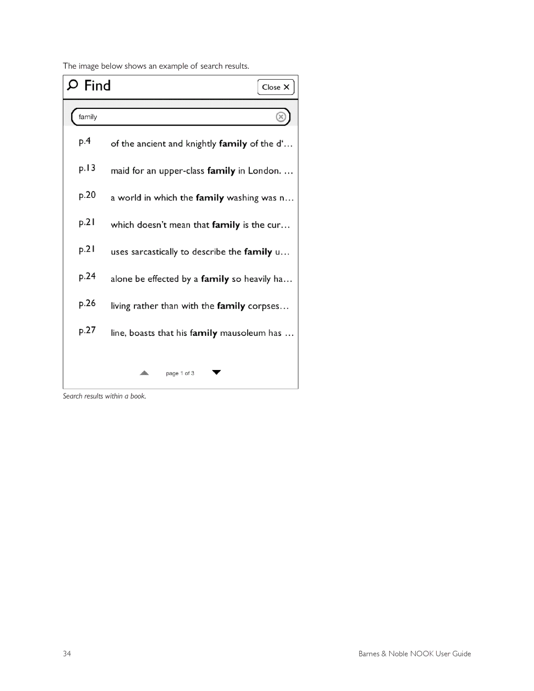 Barnes & Noble BNRV300 manual Image below shows an example of search results 