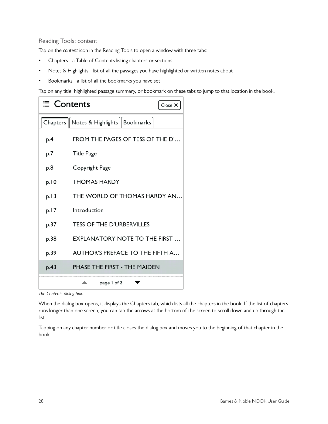 Barnes & Noble BNRV300 manual Reading Tools content 
