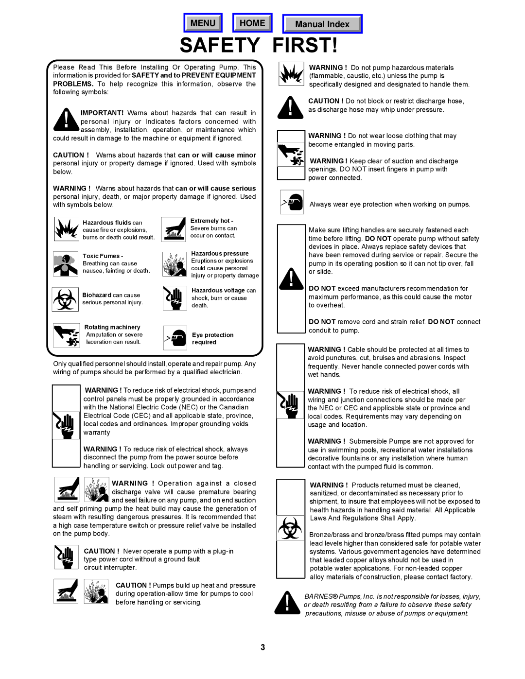 Barnes & Noble BP27A, BP27D, BP27HT operation manual Safety First 