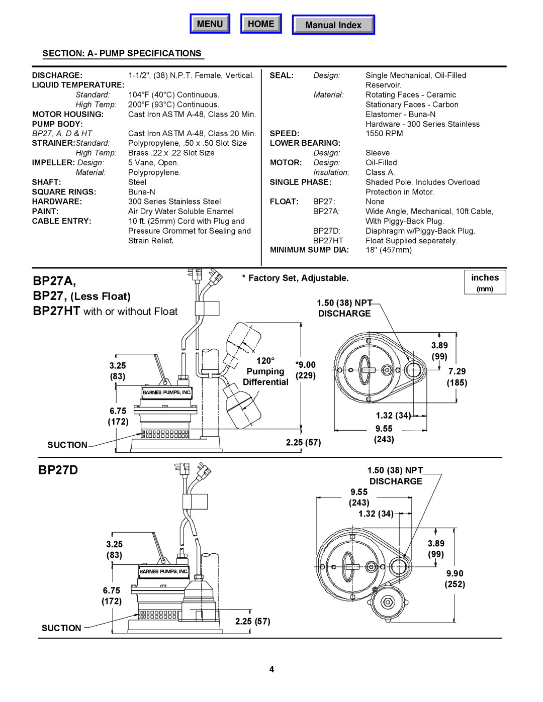 Barnes & Noble BP27D, BP27HT, BP27A operation manual 