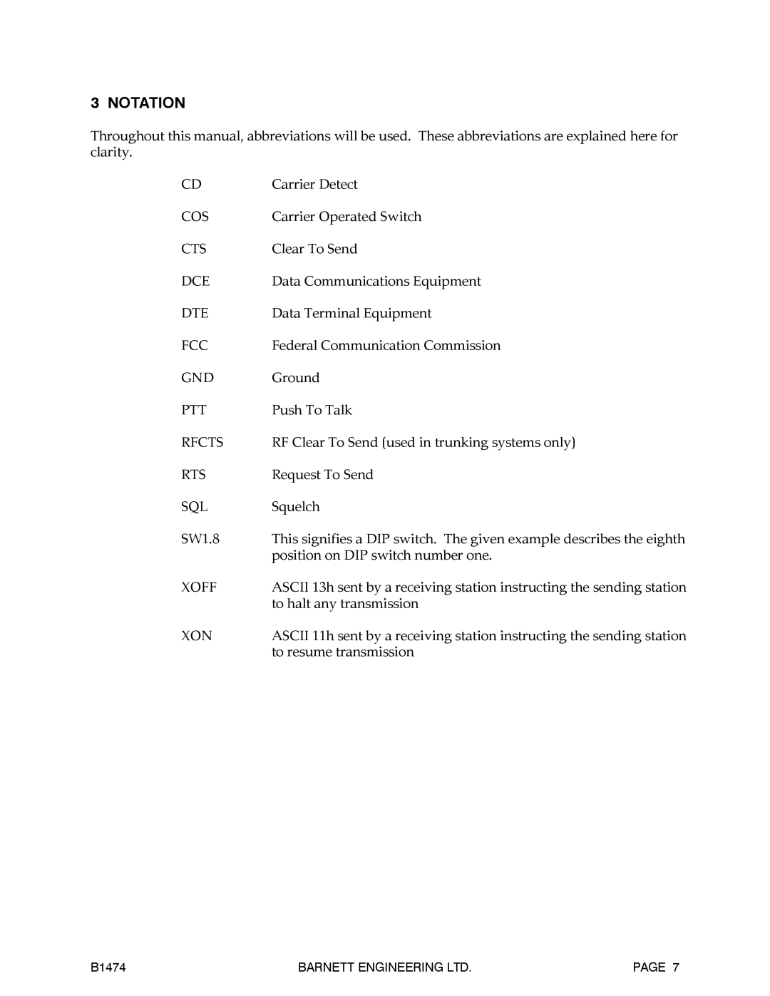 Barnett Engineering B1474 operation manual Notation, Sql 