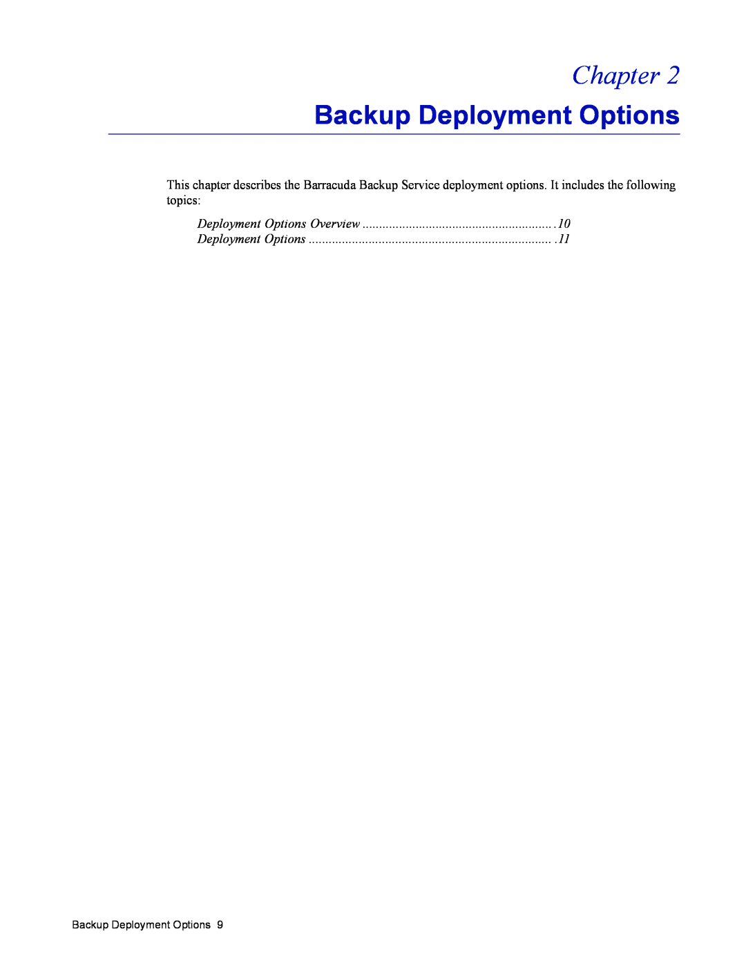 Barracuda Networks 4 manual Backup Deployment Options, Chapter, Deployment Options Overview 