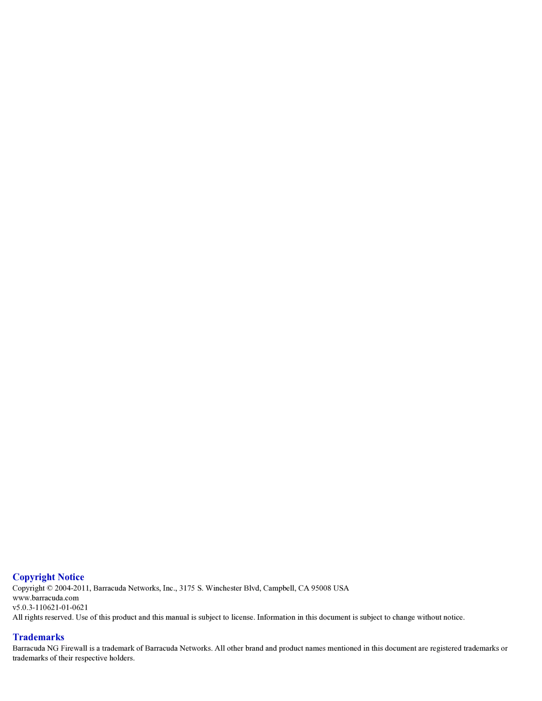 Barracuda Networks 5.0.3 manual Copyright Notice 