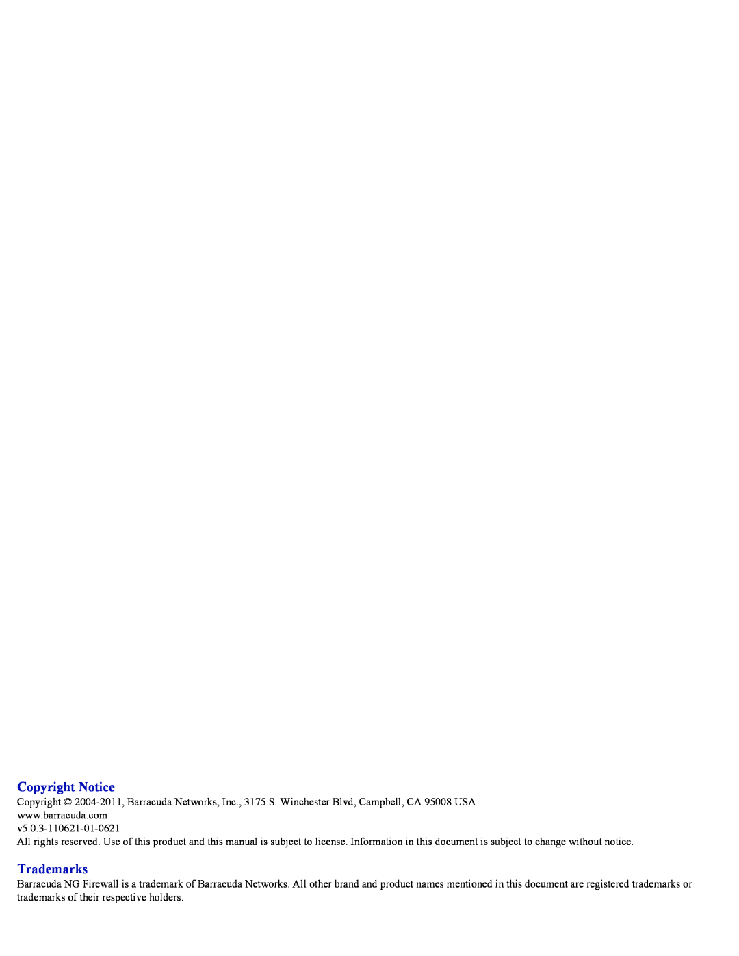 Barracuda Networks 5.0.3 manual Copyright Notice, Trademarks 