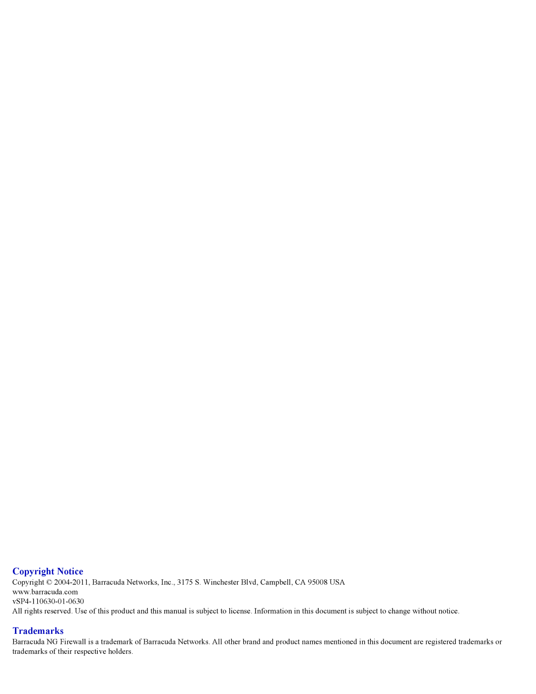 Barracuda Networks SP4 manual Copyright Notice 