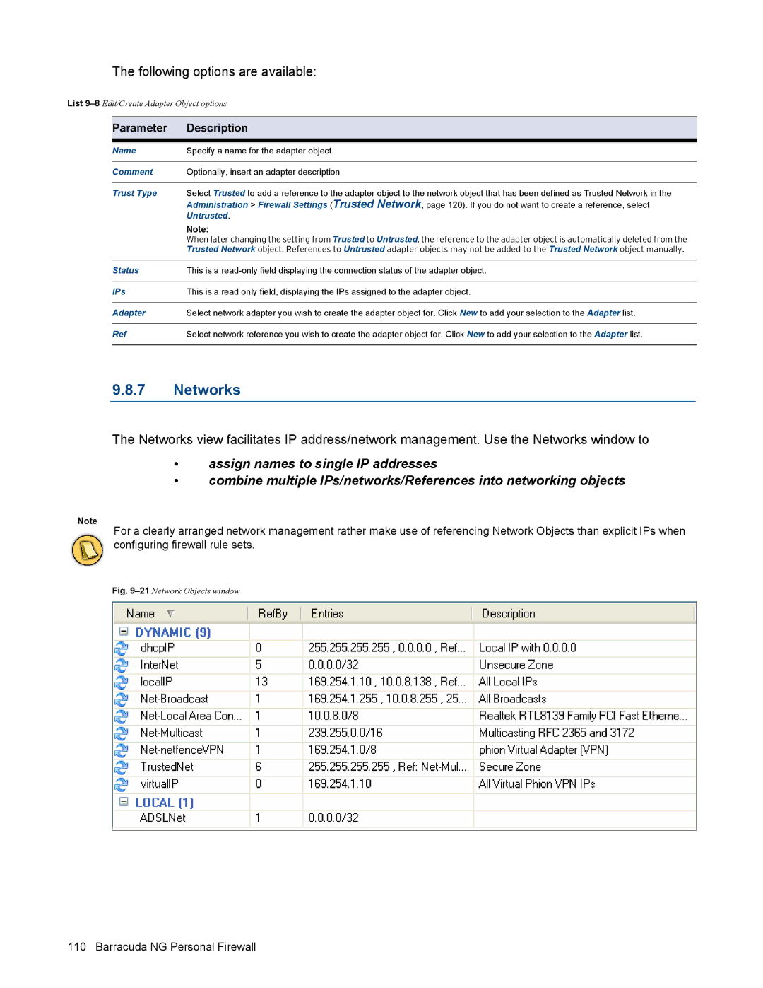 Barracuda Networks VERSION SP4 manual Networks, Following options are available, Untrusted 