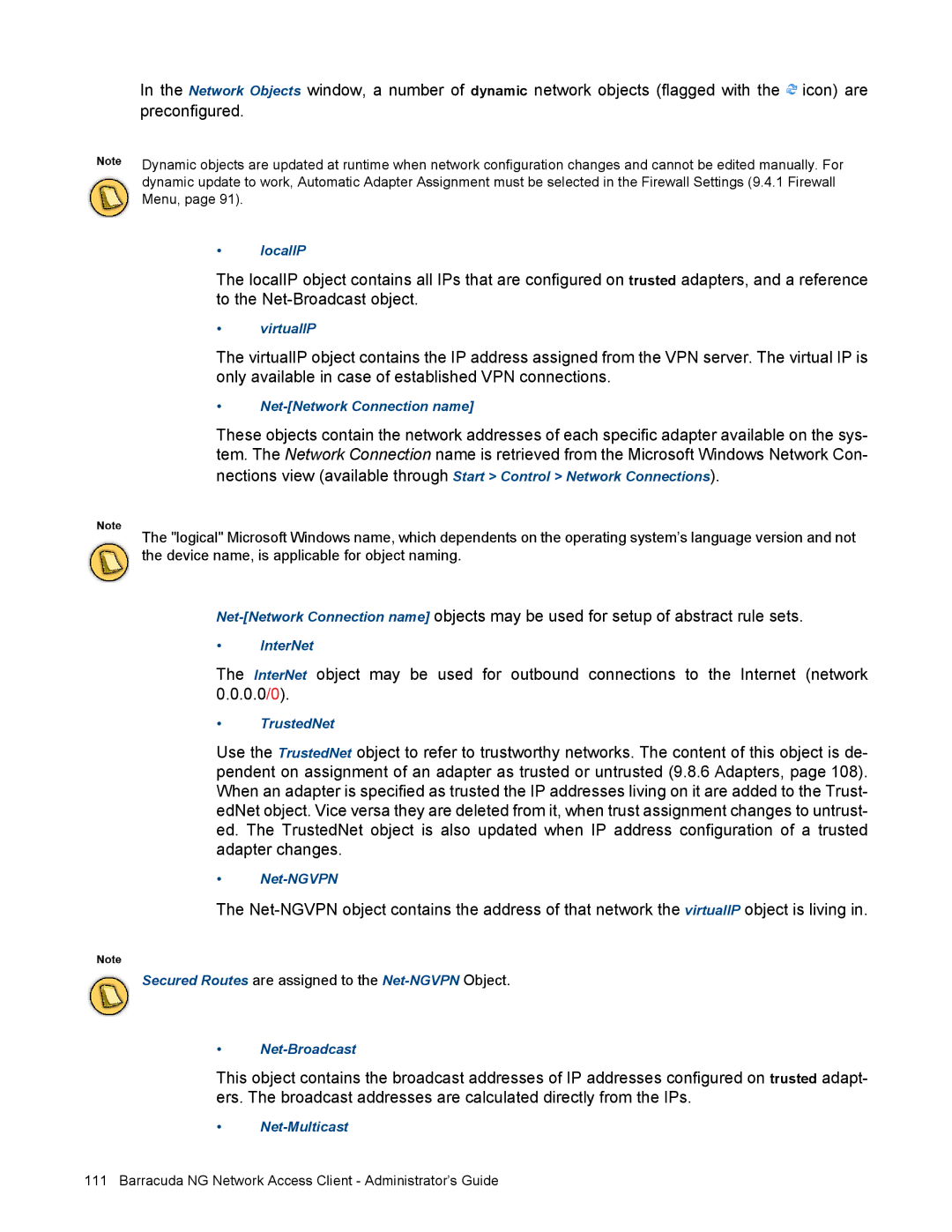 Barracuda Networks VERSION SP4 manual Secured Routes are assigned to the Net-NGVPNObject 