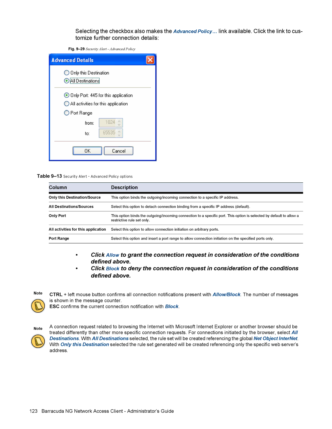 Barracuda Networks VERSION SP4 manual 29Security Alert Advanced Policy, Restrictive rule set only 