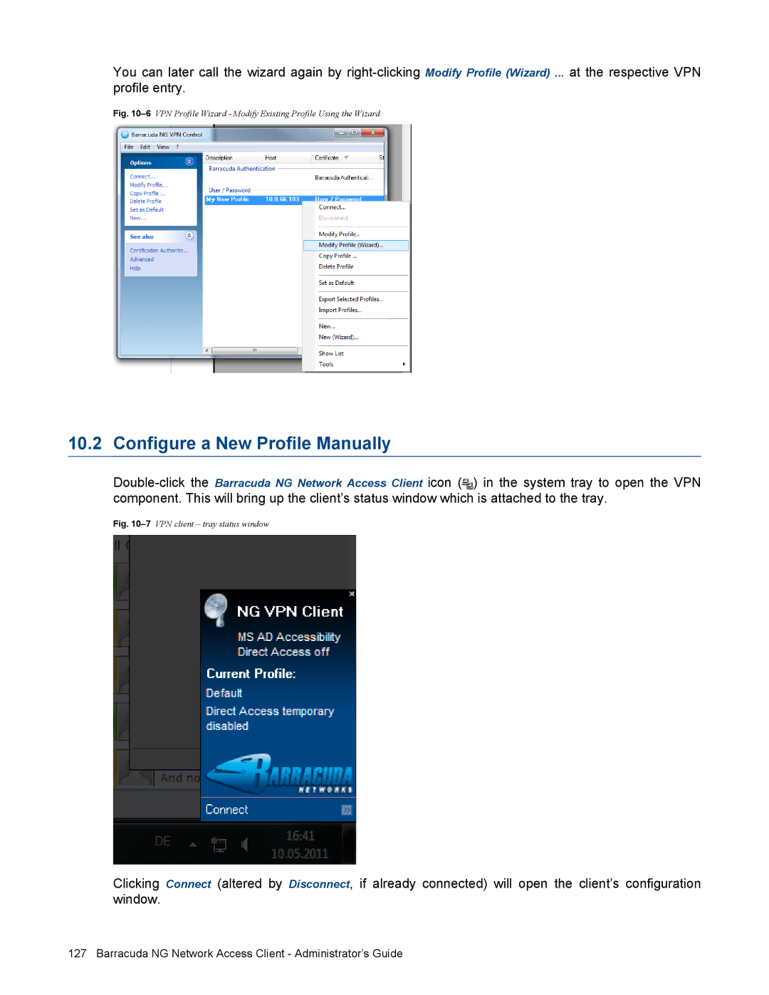 Barracuda Networks VERSION SP4 manual Configure a New Profile Manually 