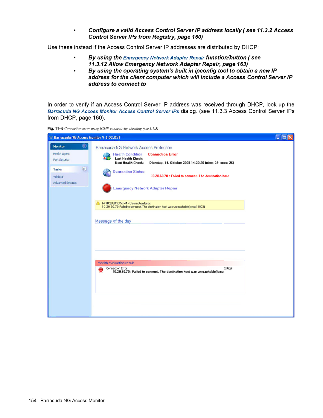 Barracuda Networks VERSION SP4 manual 5Connection error using Icmp connectivity checking see 