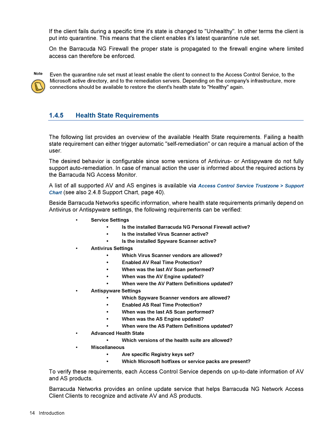 Barracuda Networks VERSION SP4 manual Health State Requirements 