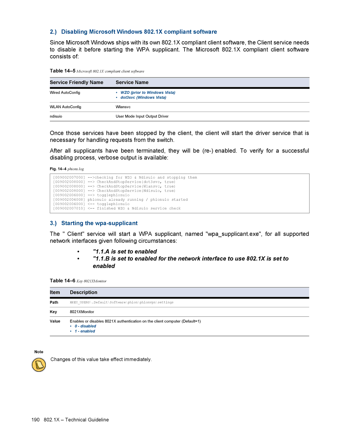 Barracuda Networks VERSION SP4 manual Service Friendly Name Service Name, WZO prior to Windows Vista, Dot3svc Windows Vista 