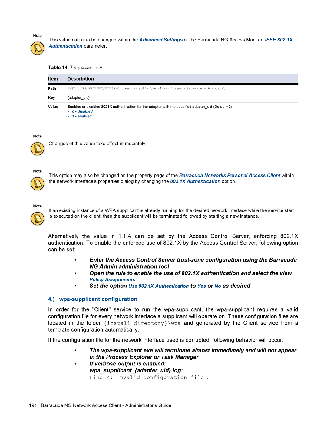 Barracuda Networks VERSION SP4 manual Wpa-supplicant configuration 