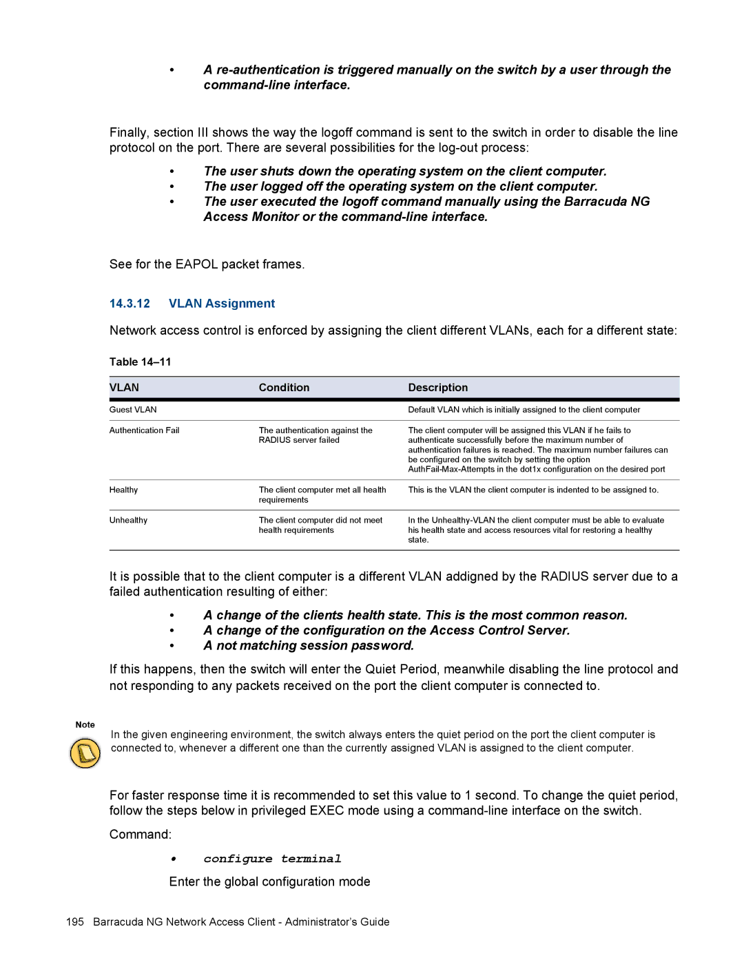 Barracuda Networks VERSION SP4 manual See for the Eapol packet frames, Command, Enter the global configuration mode 