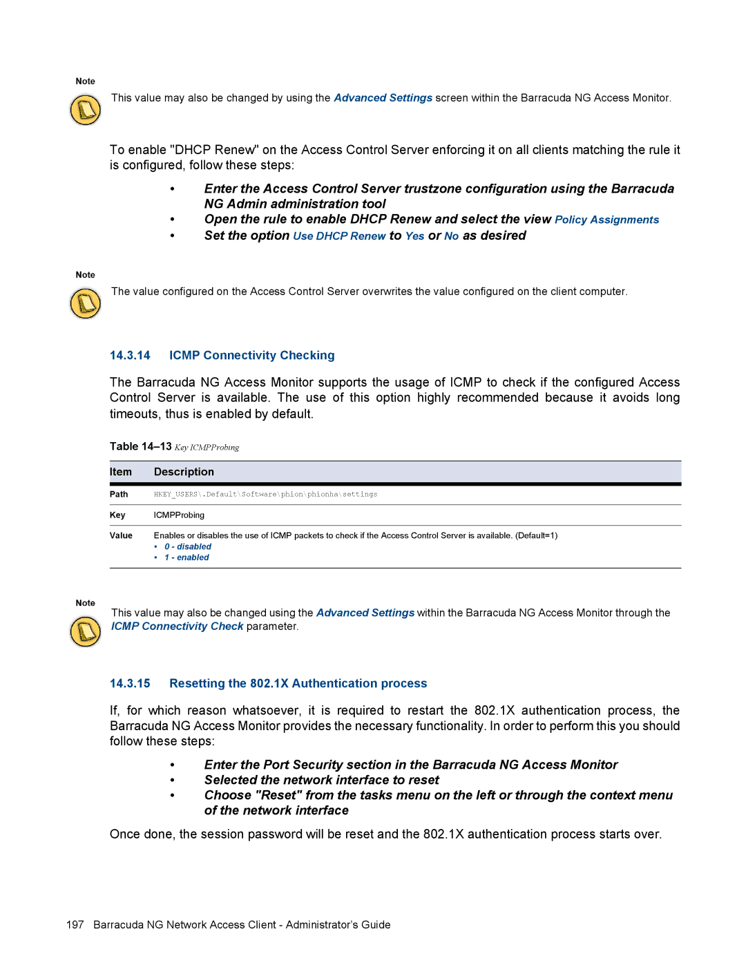 Barracuda Networks VERSION SP4 manual Resetting the 802.1X Authentication process 